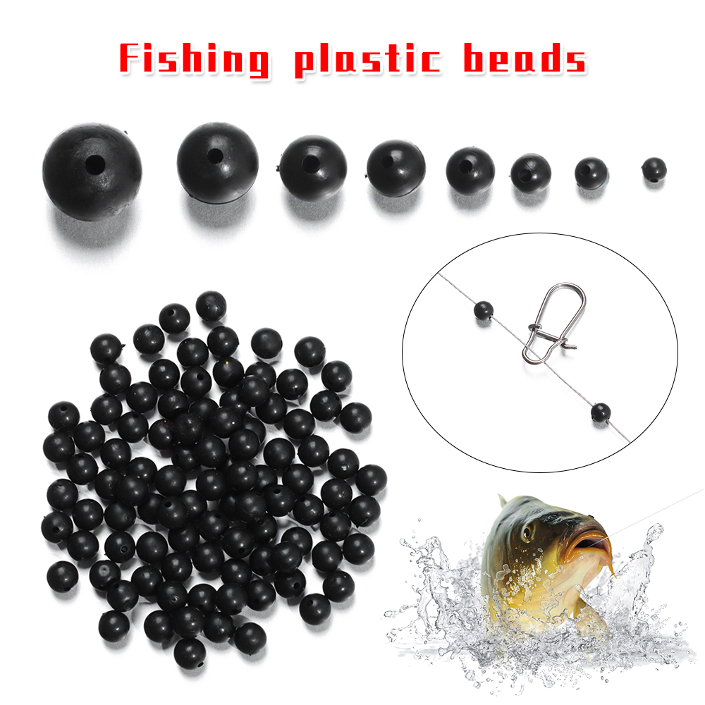 Soft Plastic Lure - 100pcs/lot Fishing Beads Space Stopper Black