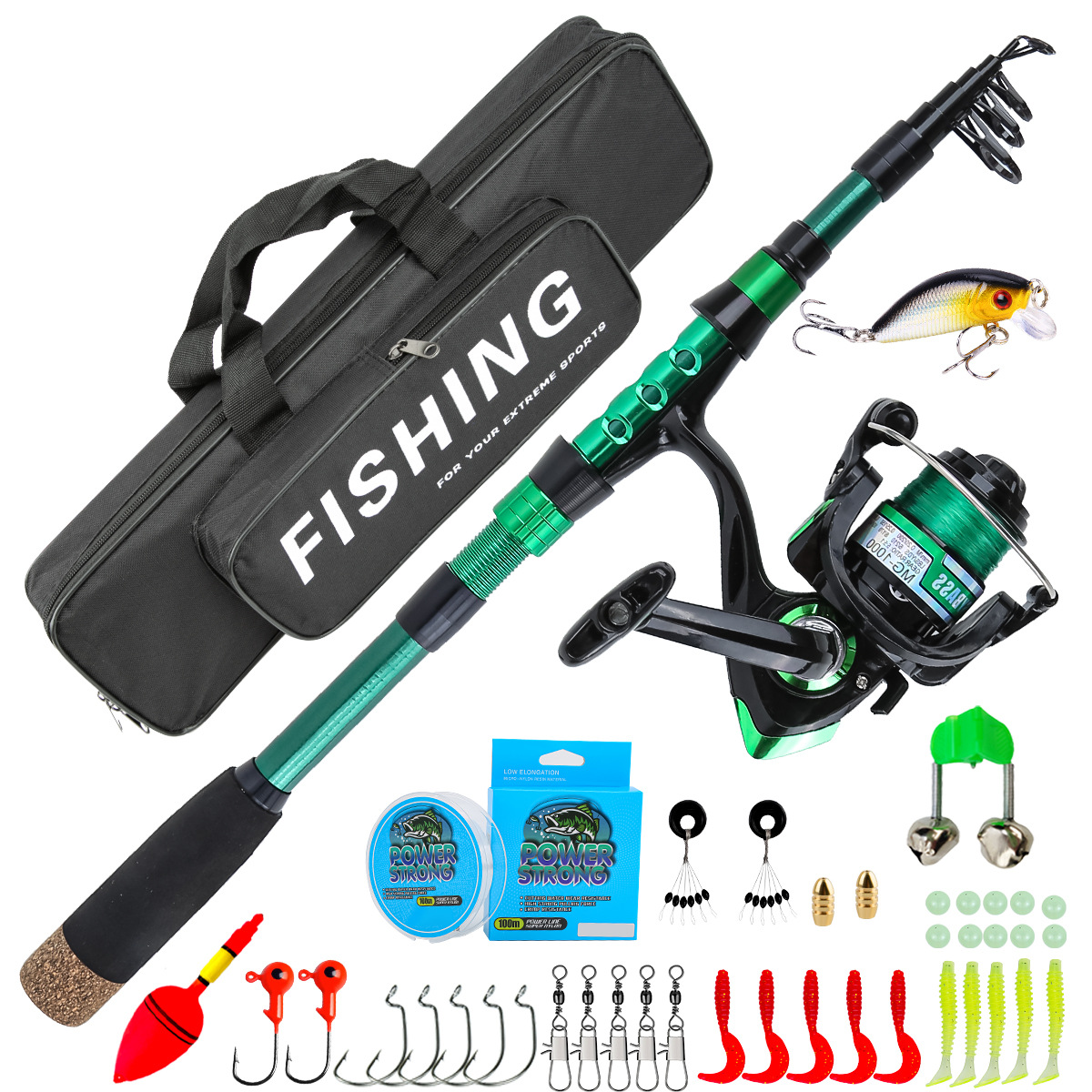 Fishing Equipment Kit - 1.8 Meters Green Carbon Fiber Telescopic